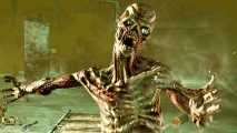 Fallout 3 free: A horribly burned ghoul approaching the player character in a tunnel.