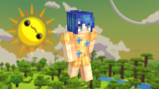 A blue-haired Minecraft skin based on Joy from Pixar's Inside Out.