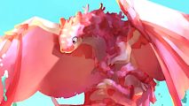 Dragon Adventures codes: a pink feathery dragon with a cute face.