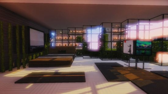 The interior of a modern house shown with one of the best Minecraft texture packs: Modern HD Pack.