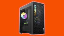 A Lenovo Legion Tower 5 gaming PC, featuring an Nvidia GeForce RTX GPU