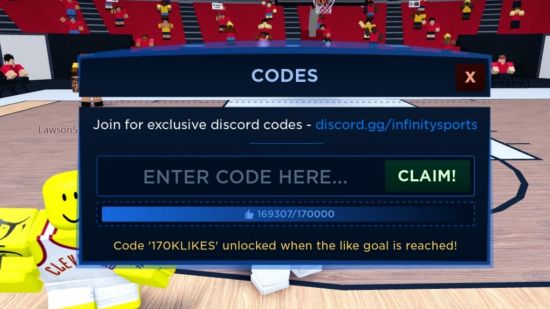 he menu to redeem Basketball Legends codes