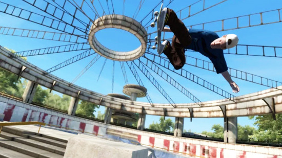 Best skateboard games: a skater getting serious air in Skate 3