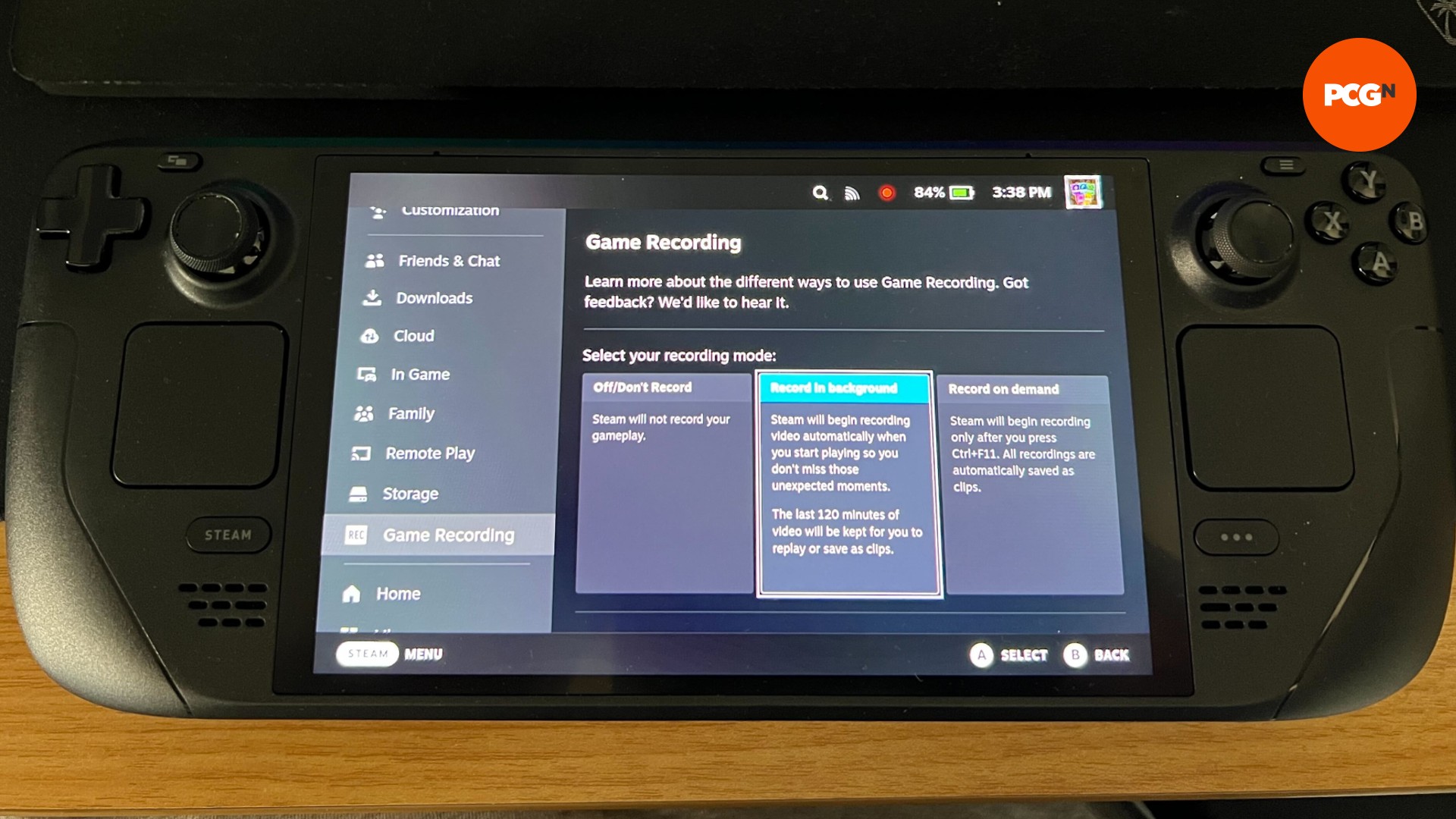 Steam Deck gameplay recording feature