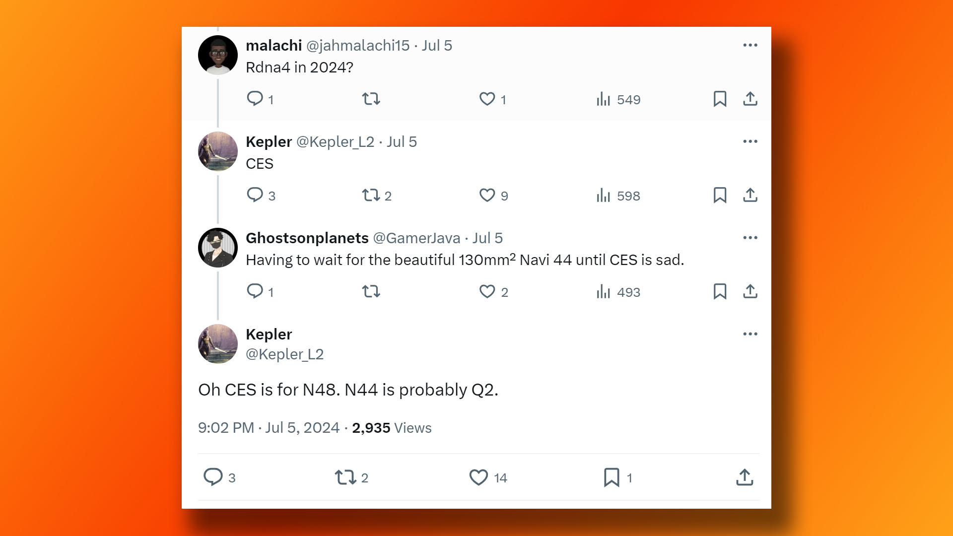 AMD RDNA 4 Navi 48 CES tweet by Kepler_L2