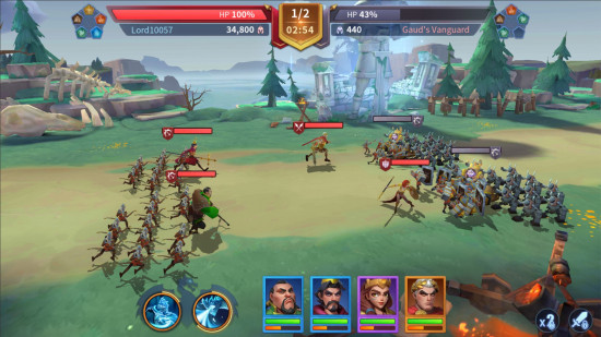 Best laptop games: Infinity Kingdom. Image shows a battle taking place among various units in the game.