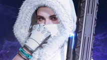 The First Descendant season one detailed, but it's not all good news: Hailey Scott covers her face with a big sniper rifle by her side.