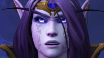 WoW The War Within review: Xal’Atath stands in front of a purple background, mouth open, eyes filled with purple coronas.