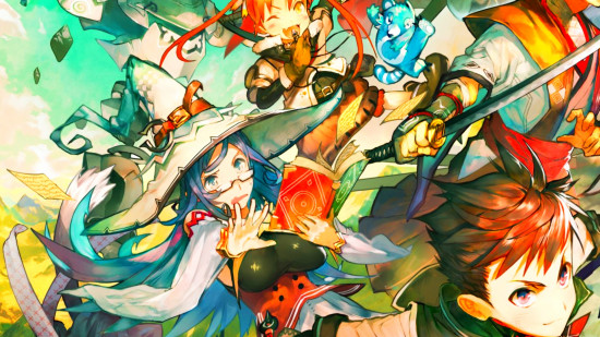 RPG Maker key art from the current RPG Maker Humble Bundle. It shows various fantasy adventurers in an anime style,