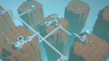 Space city builder Stellar Settlers reveals two new deadly maps: A city among the clouds is formed, on precarious rocks.