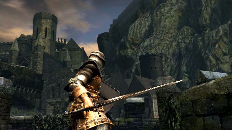 Battling through Undead Burg in Dark Souls