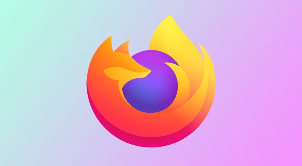 Firefox logo on multi colored background