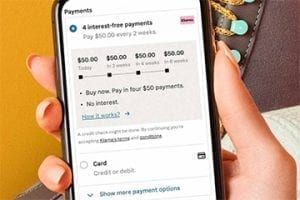 Screenshot of the Klarna shopping app