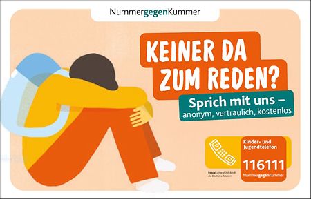 Titelbild der Publikation "Keiner da zum Reden? - Infokarte - Nummer gegen Kummer - Projekt Pausentaste"