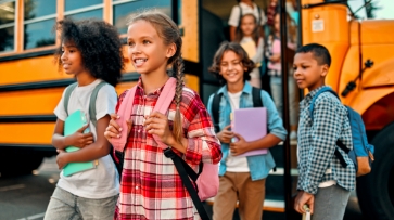 Students exiting a school bus