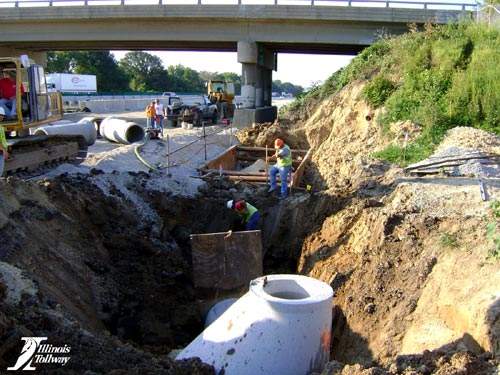 Drainage structure installation on the eastbound I-90 near Spring Creek Road.