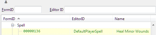 A record showing the FormID in Tes4Edit