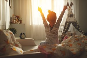 Child waking up and stretching