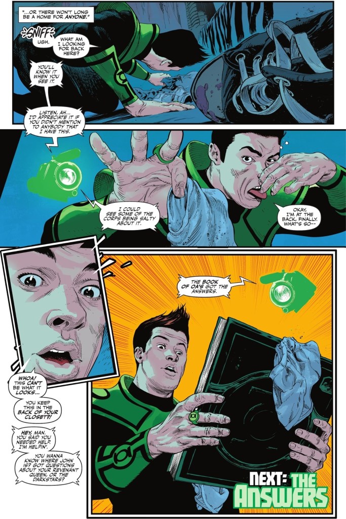 Book of Oa in Guy Gardner's closer in Green Lantern War Journal 8