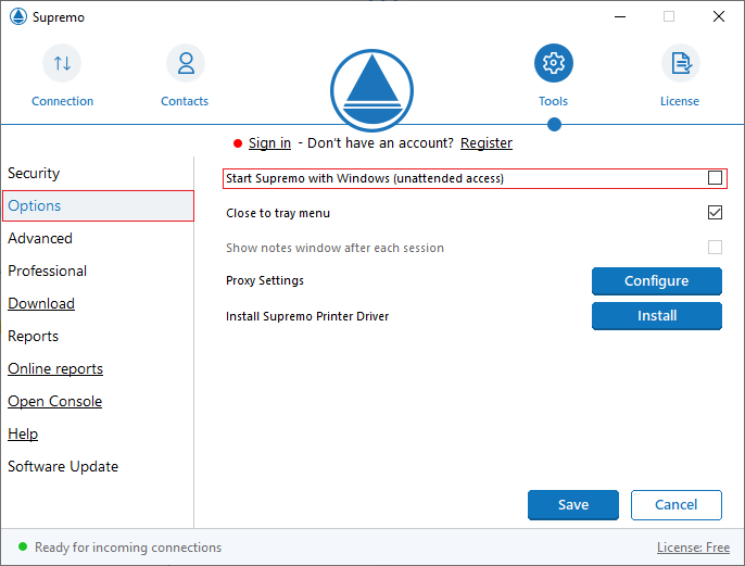 Accesso automatico sicuro per il controllo non presidiato