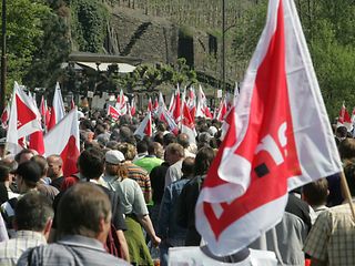 Employees during a warning strike.