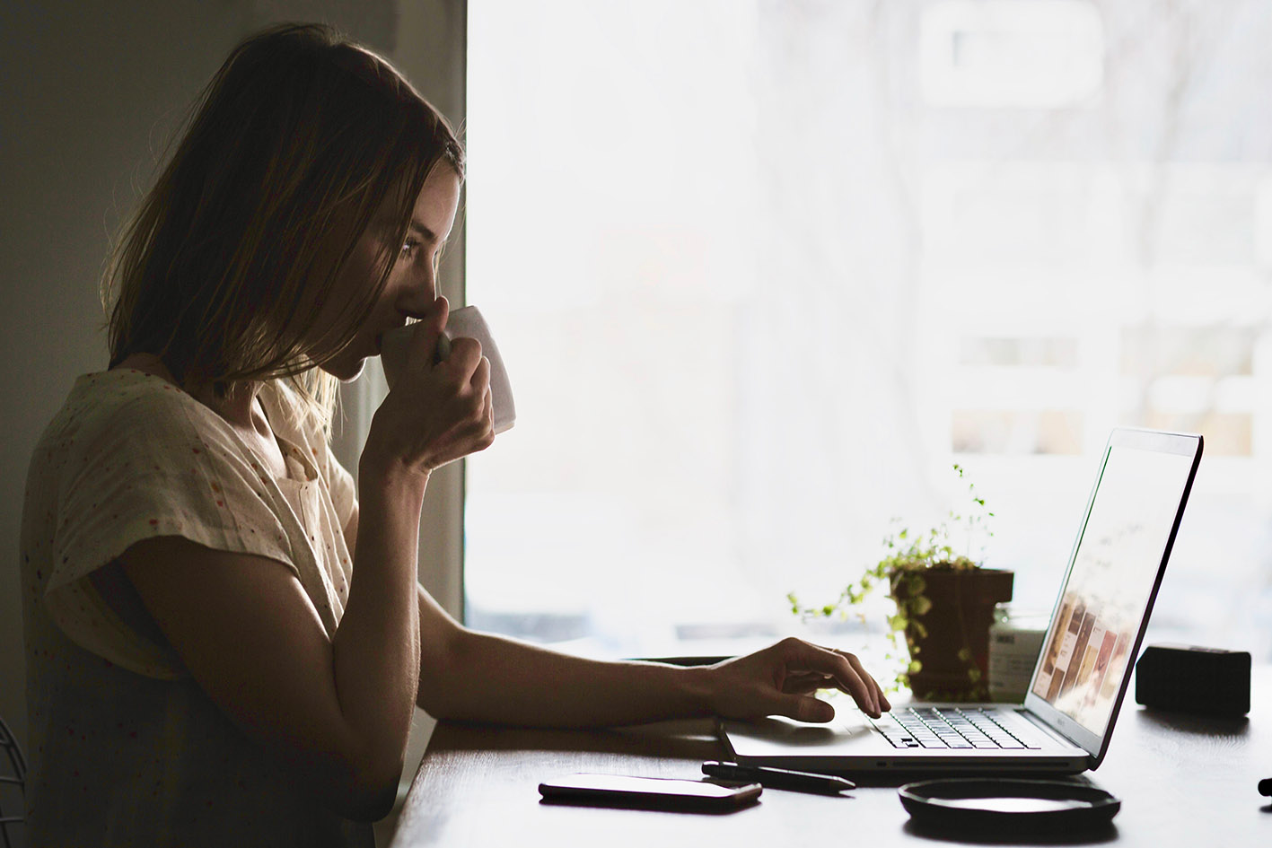 woman remote worker working from home