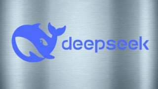 Deepseek logo on silver background