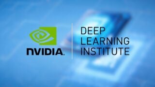 Nvidia Deep Learning Institute logo on blue background