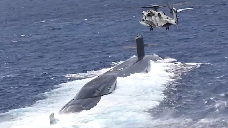 No More Silent Service As Marine CH-53s Resupply Ballistic Submarine In Pacific