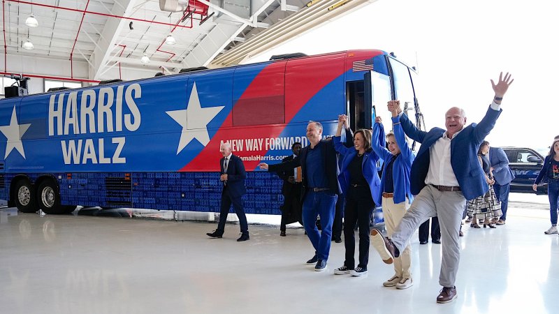 Secret Service’s “Ground Force One” Presidential Armored Bus Emerges Wrapped For Harris-Walz Campaign