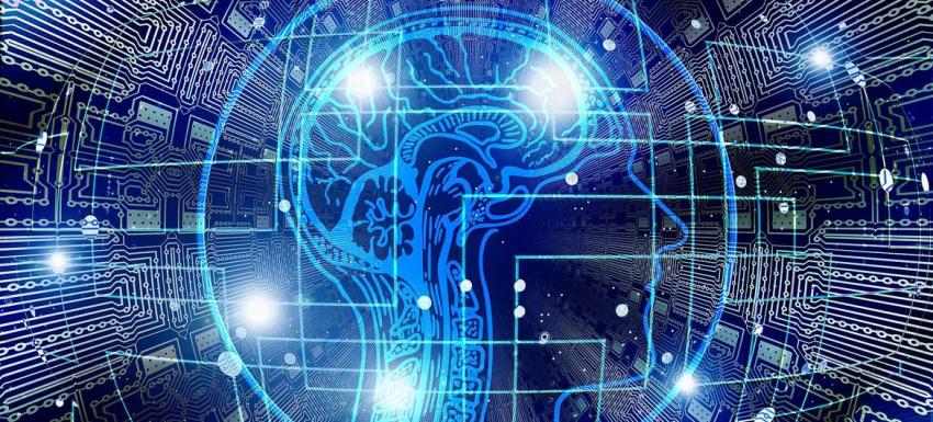 Graphic of a human brain extended with electrical connections