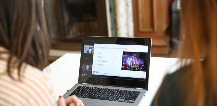 Student watching a webinar