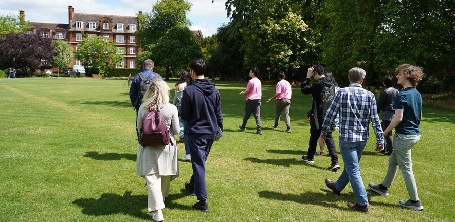 Prospective students taking a tour of a College