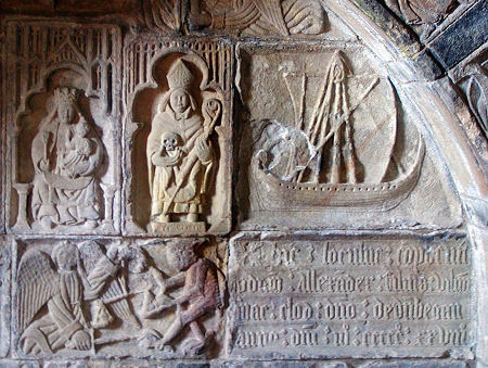 Image of a Highland Galley Under Sail, in St Clement's Church, Harris