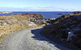 View down to 
				Flodabay Farm Caravan and Motorhome Park