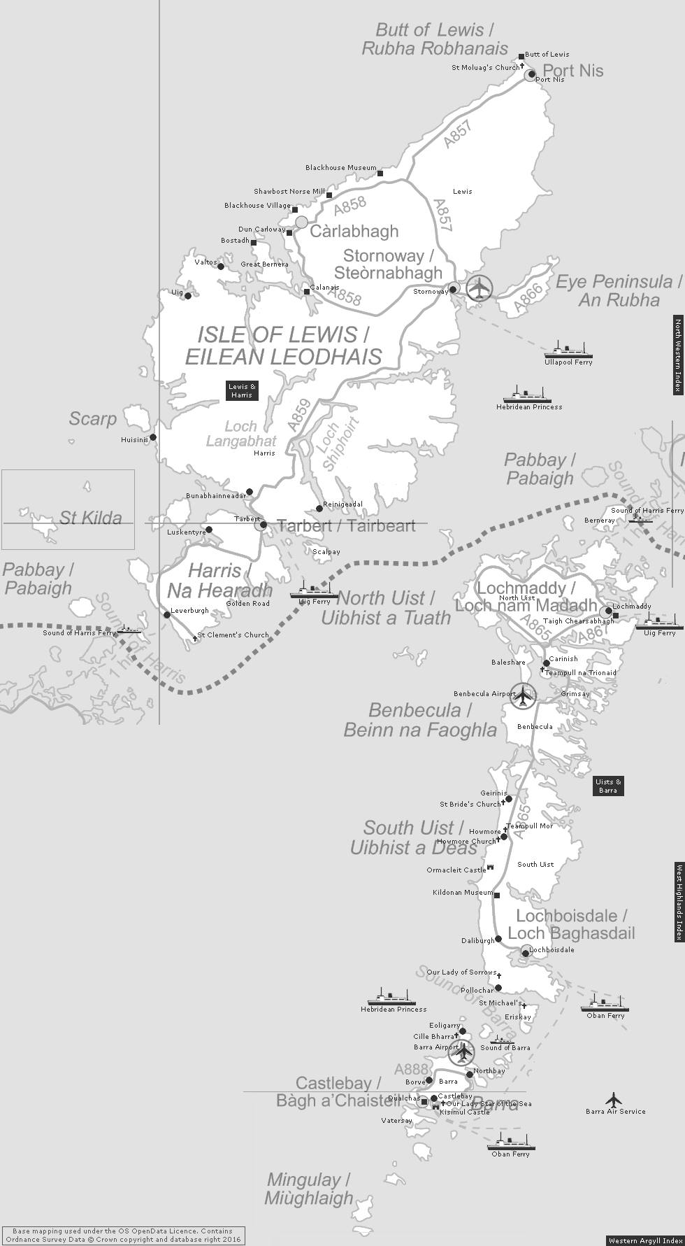 Western Isles Index Clickable Map