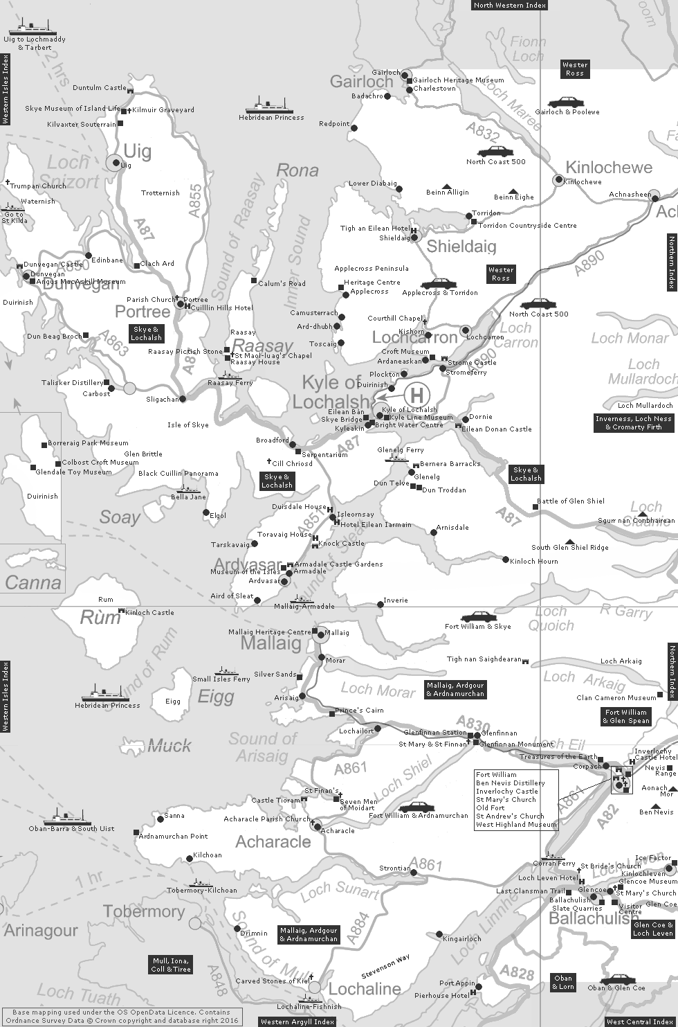 West Highlands Index Clickable Map