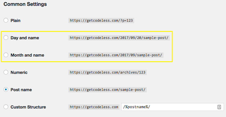 dates in urls for seo