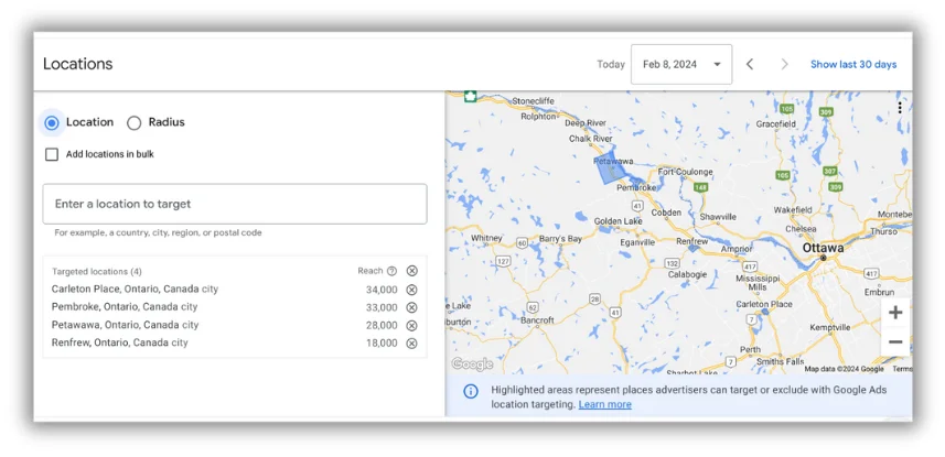 google ads location targeting